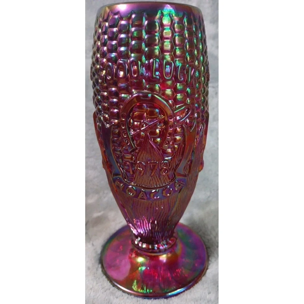 Vintage HOACGA Corn Vase Convention Souvenir Amberina Red Carnival‎ Glass 1978